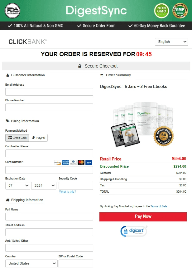 digestsync order page